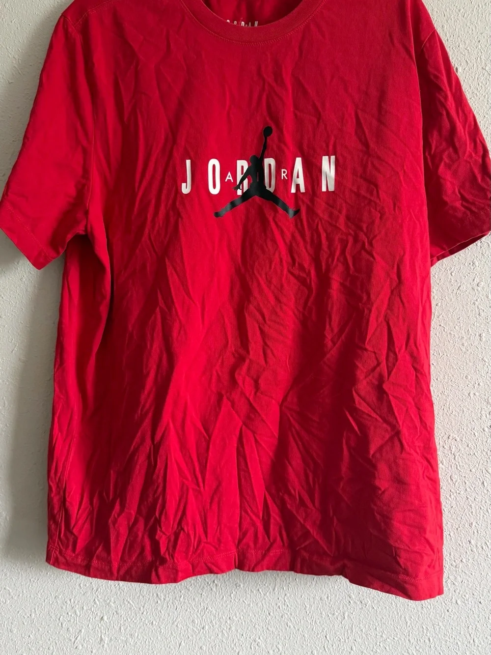Jordan Red Tee with Black Jumpman and White Lettering